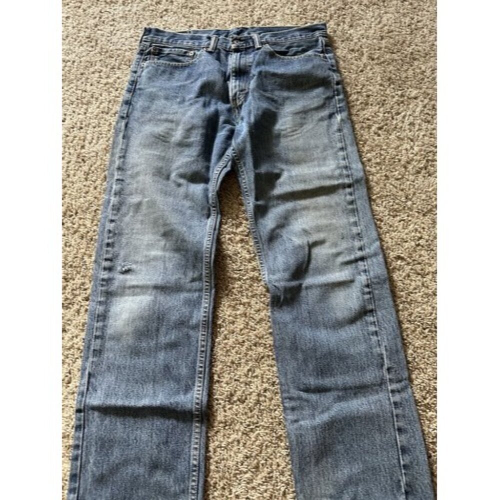 Levi's 505 Jeans Size W34 L34 Mens Straight Leg Reg Fit Medium Wash Blue Denim - Picture 3 of 15
